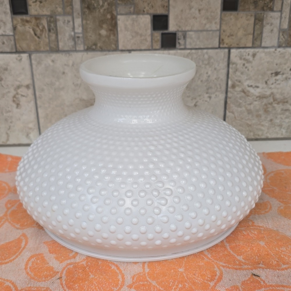 White Hobnail Milk Glass Lamp Shade Large 10"